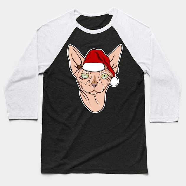 Santa Sphynx cat Baseball T-Shirt by Spectralstories